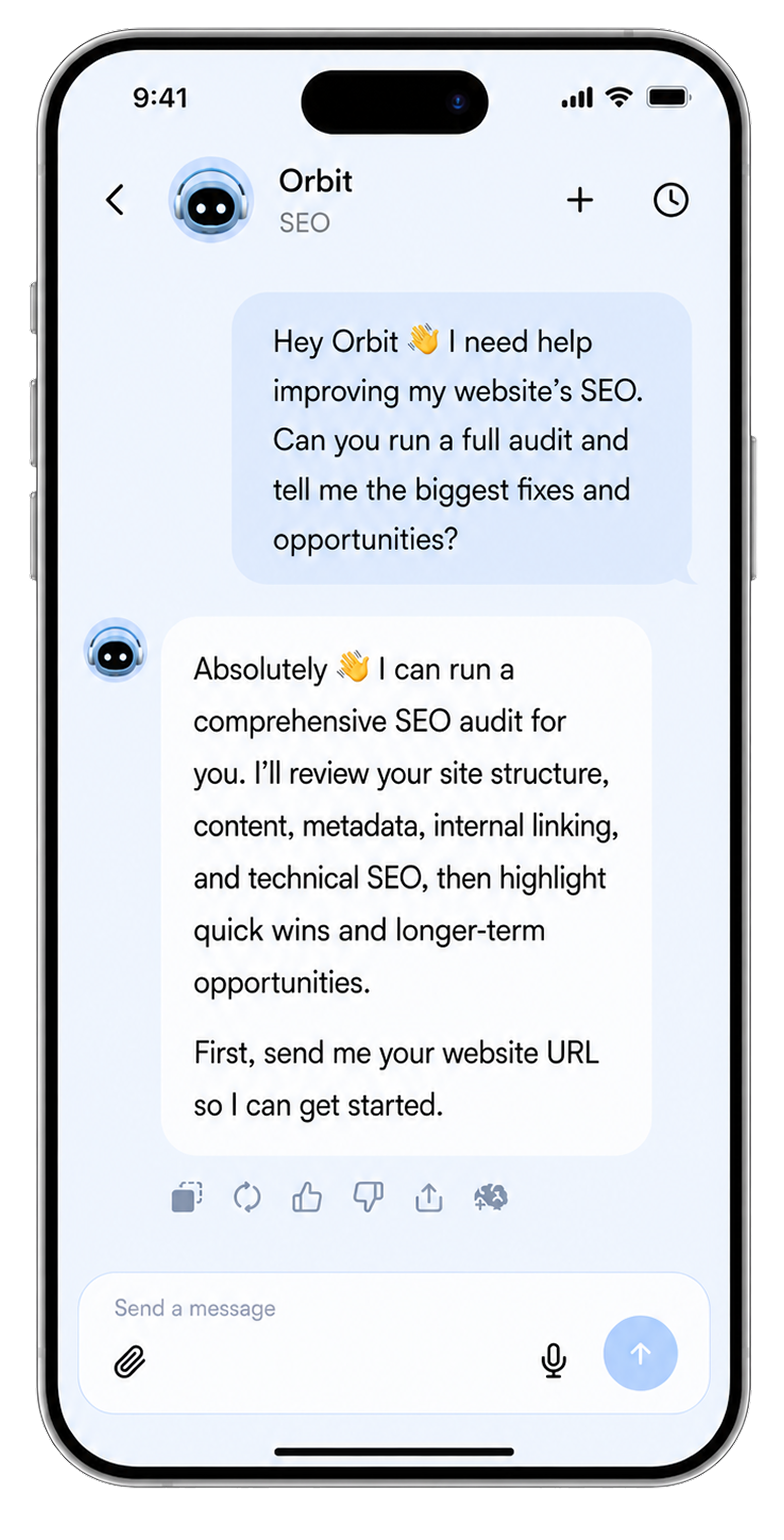 Agent chat interface on a phone