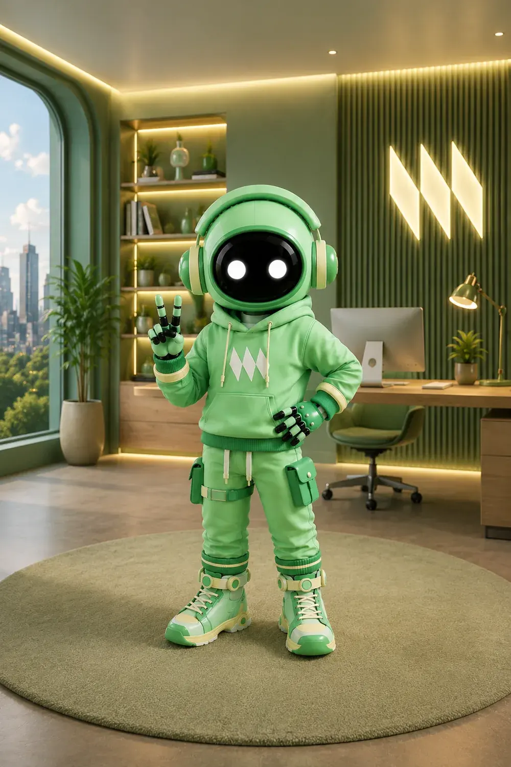 Pulse WhatsApp order agent in a blue astronaut suit on an asteroid landscape