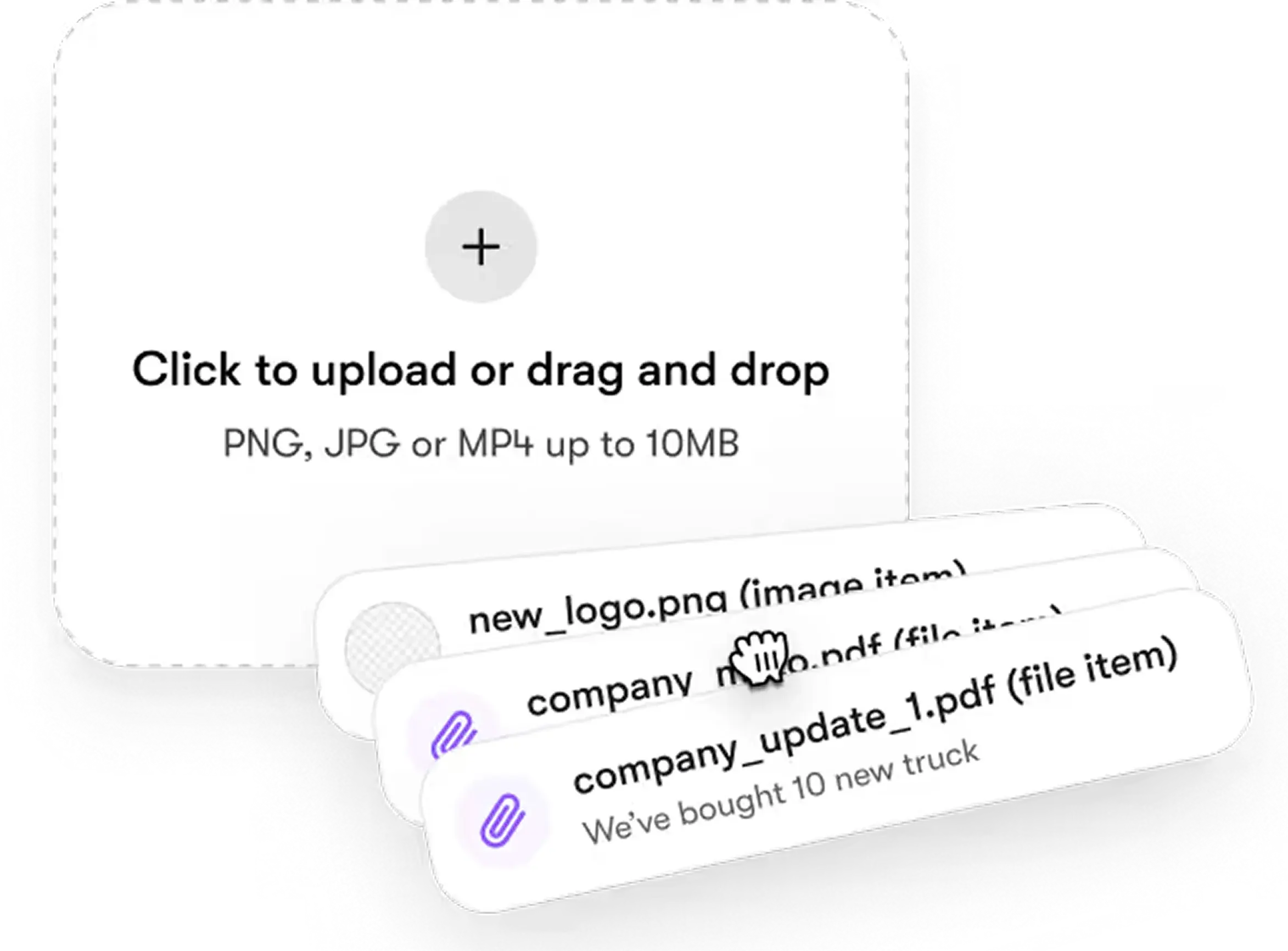 A file upload panel with company documents being added for an AI employee