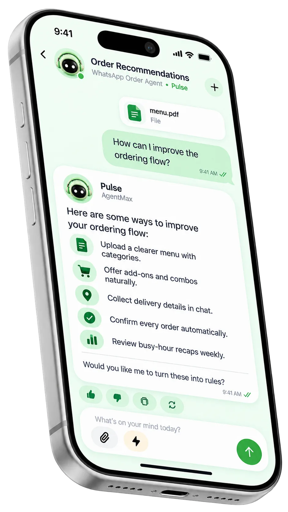 WhatsApp live order dashboard showing pending approvals and logs