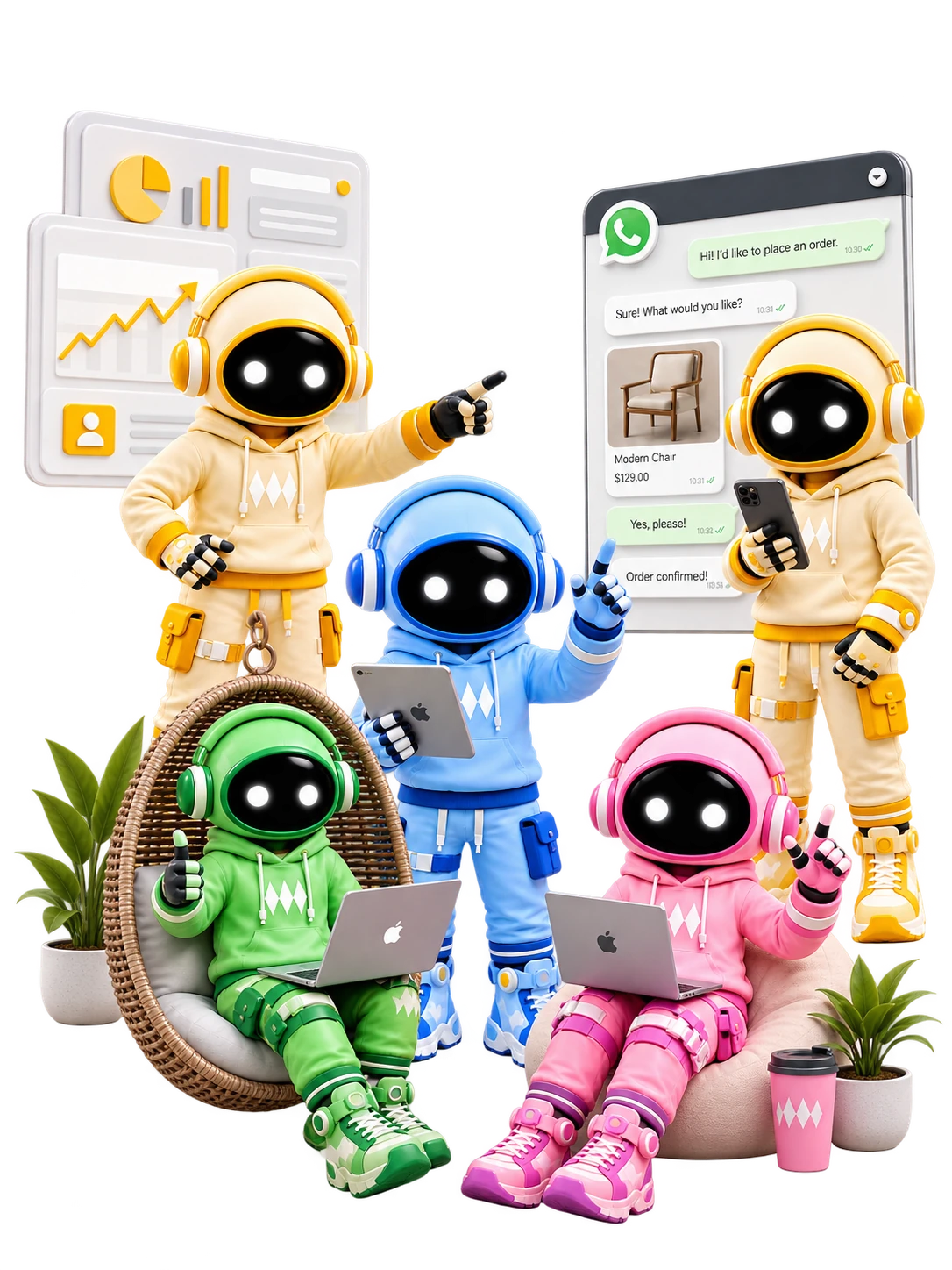An AI employee reviewing queued social posts on a phone