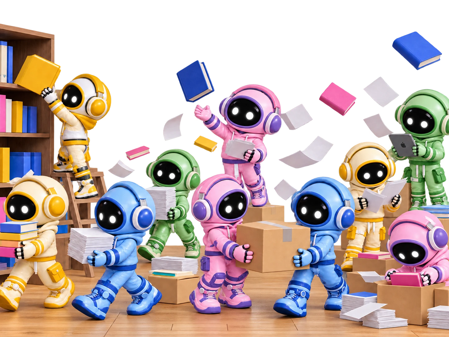 The full AgentMax team of AI employees at work together